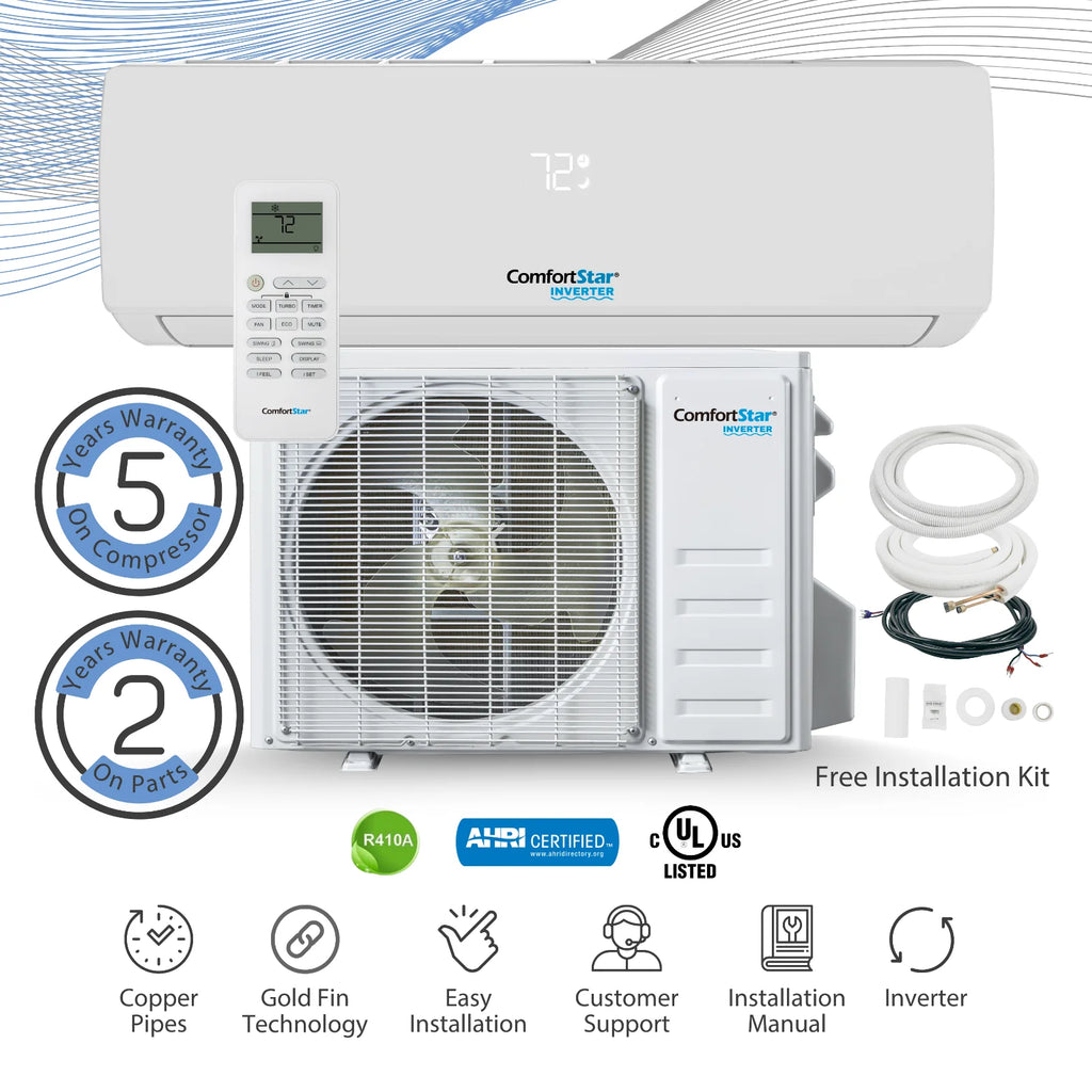 18,000 BTU 17 SEER2 Ductless Mini-Split Air Conditioner Heat Pump 220V L9252