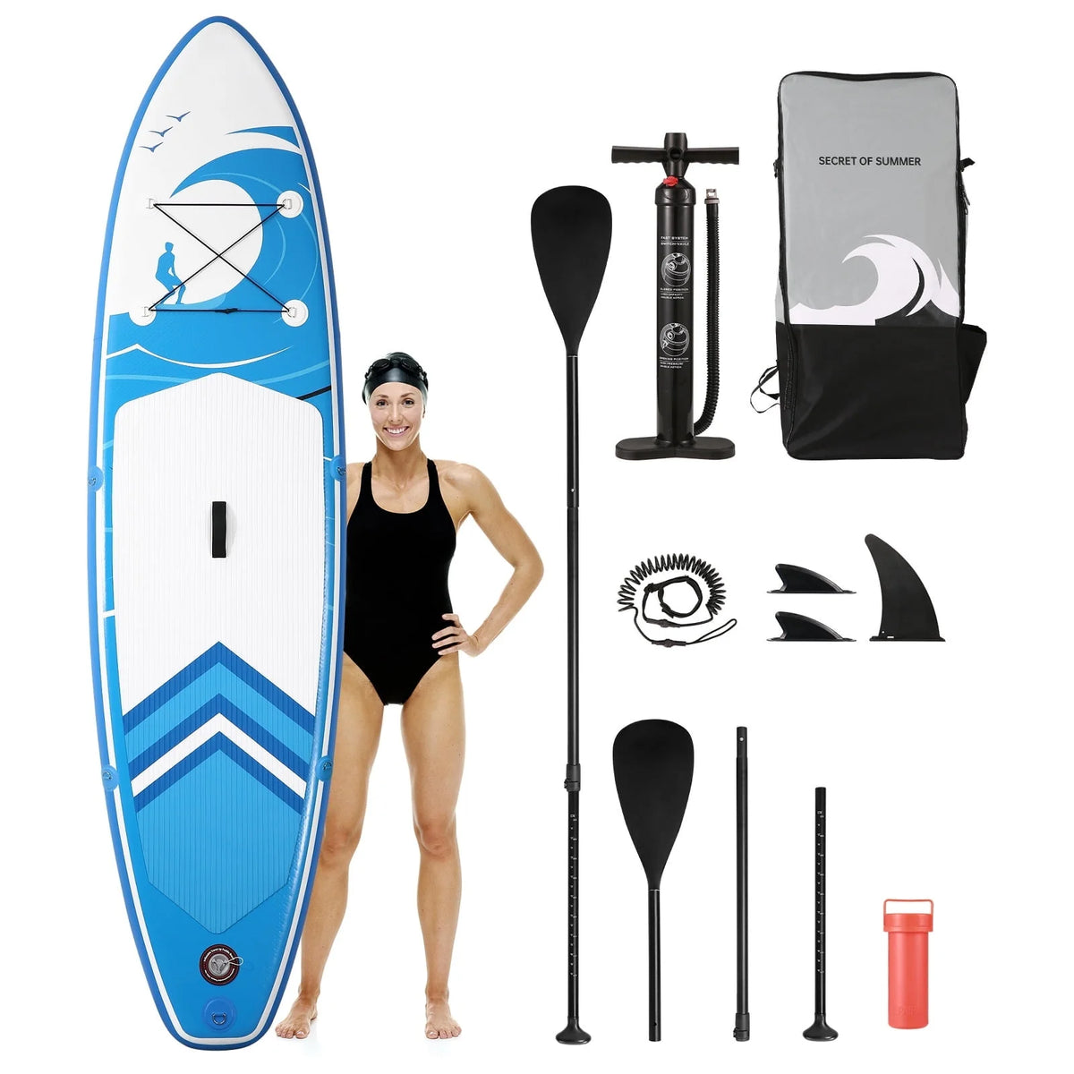 10' Green Inflatable Paddle Board with Carry Bag S100