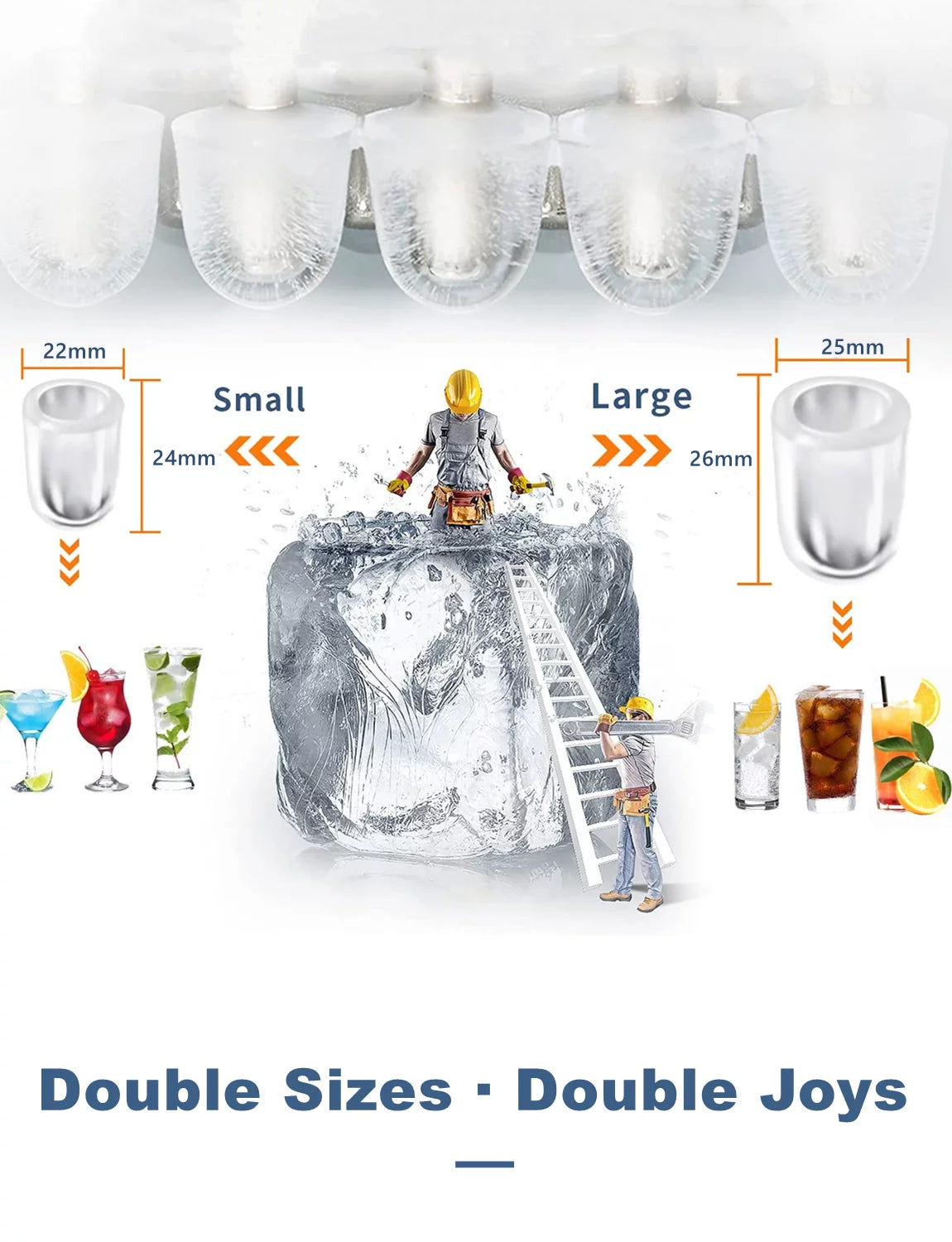 Countertop Ice Maker 2 Ice Sizes 28 lbs Self-Clean V8385