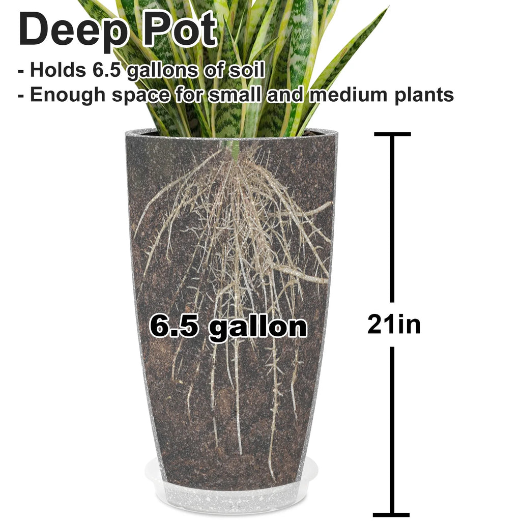 2 Pack 21in Round Tall Planter with Drainage Holes T874596