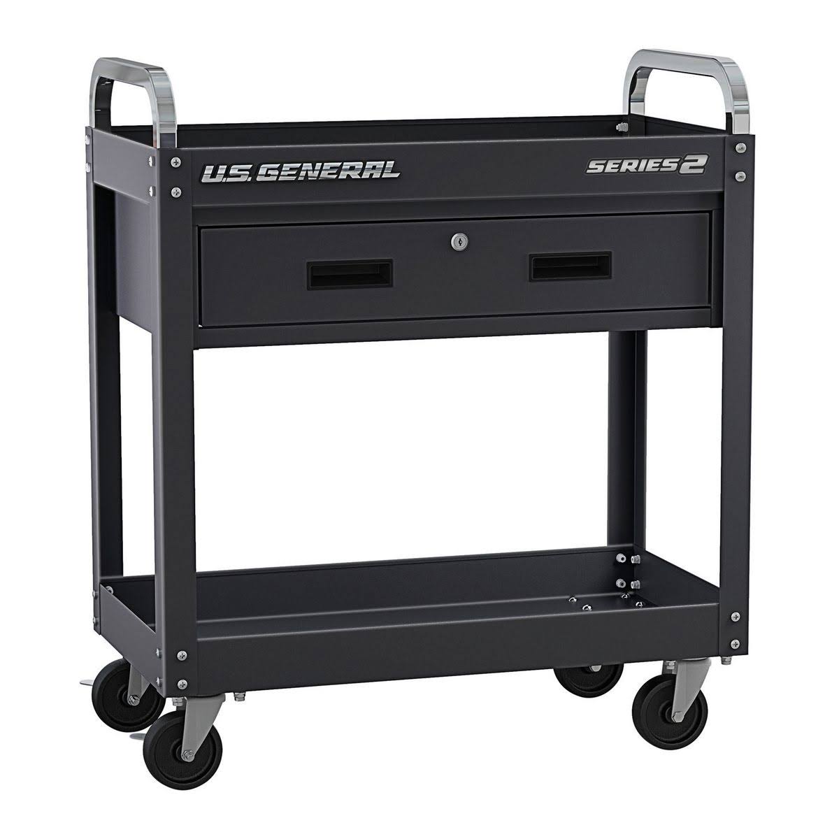 30 in. Service Cart with Drawer, Black C844