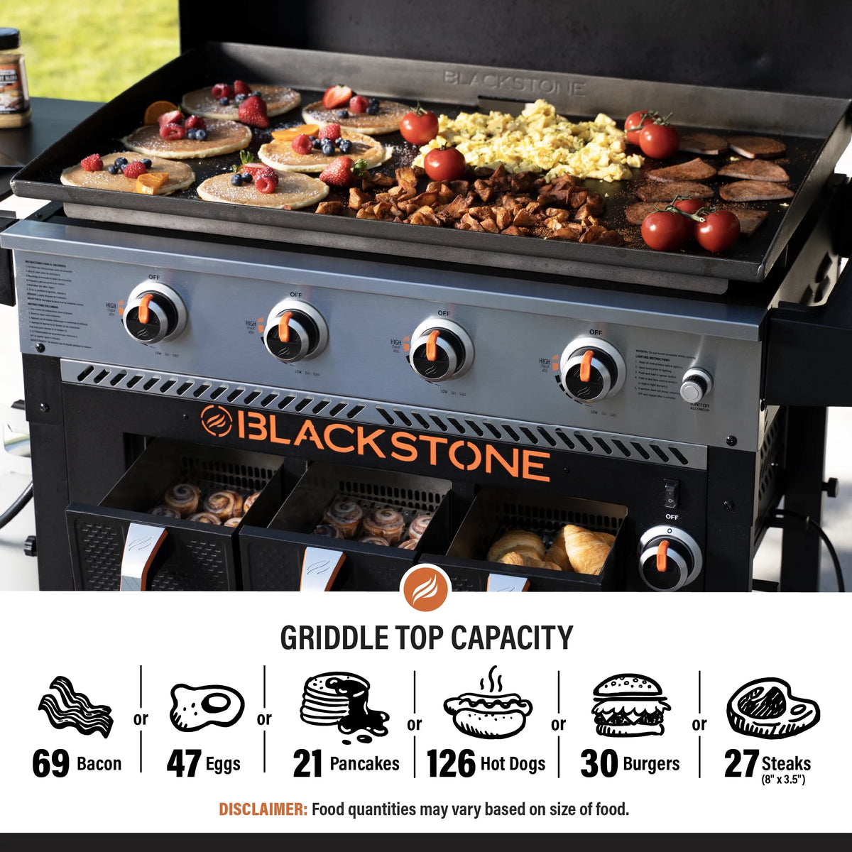 4-Burner Propane Griddle with Air Fryer and Hood L21687