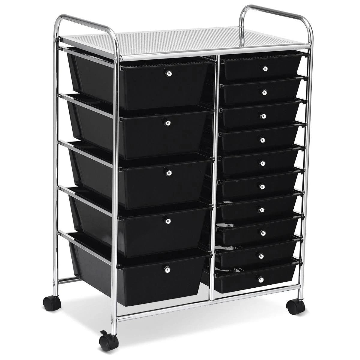 Black 15 Drawer Rolling Storage Cart C2027