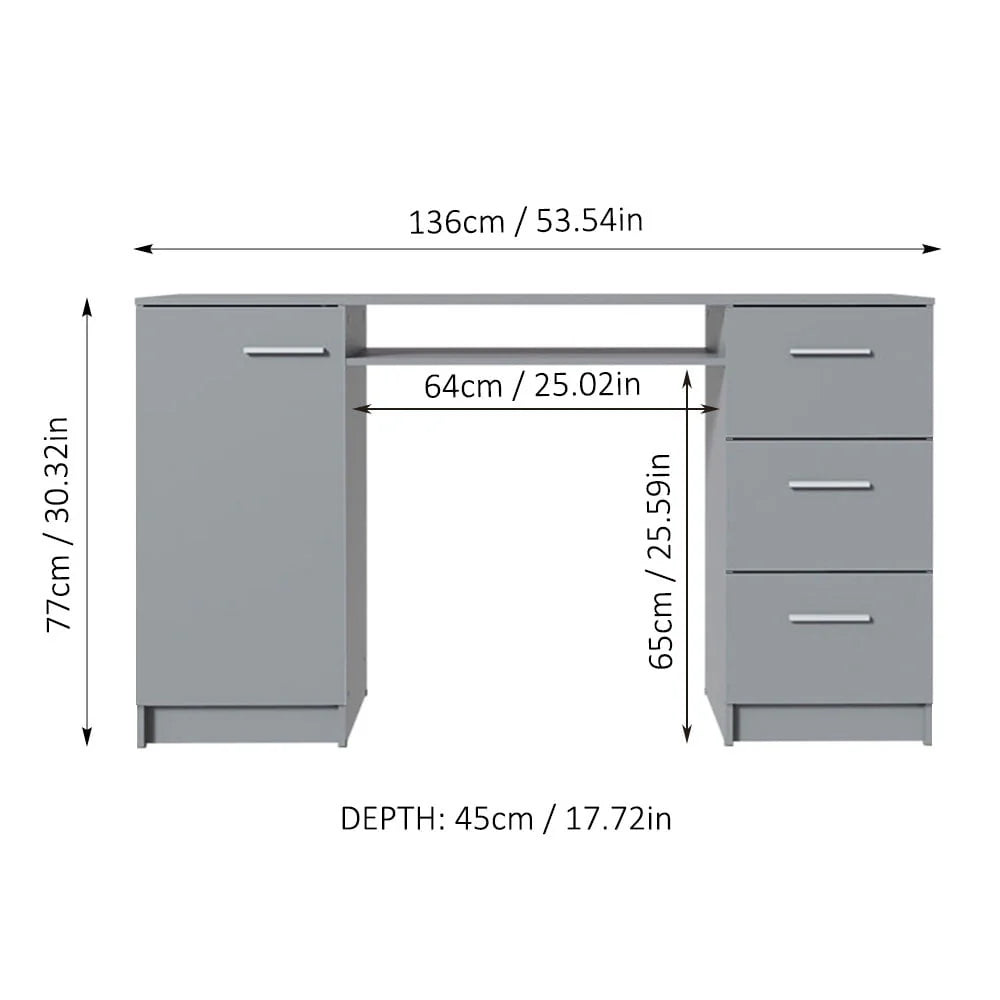 White 53 inch Office Desk with Drawers R586864