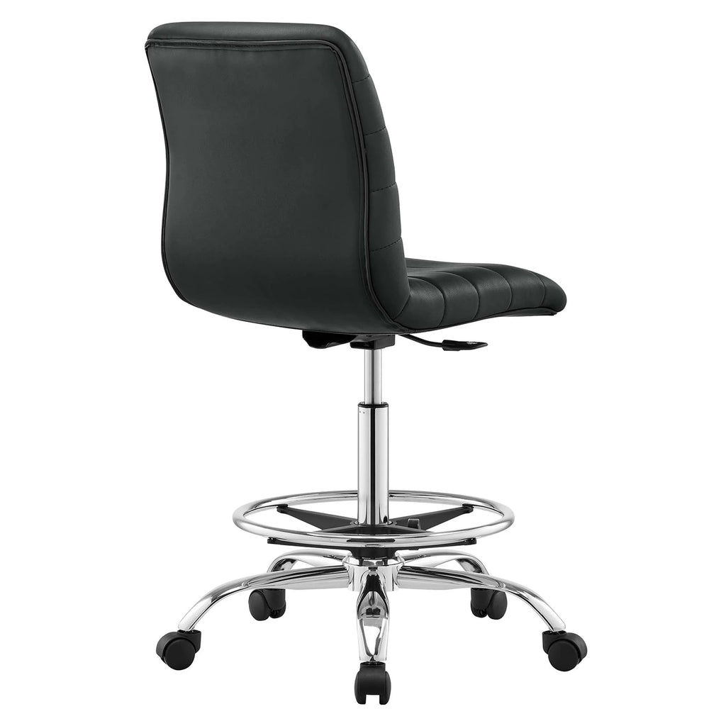 Silver Black Vegan Leather Drafting Chair L156