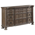 Oak Brown Wood Dresser with 9 Drawers E182511
