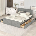 Gray Wood Queen Bed Frame with 4 Storage Drawers K20735