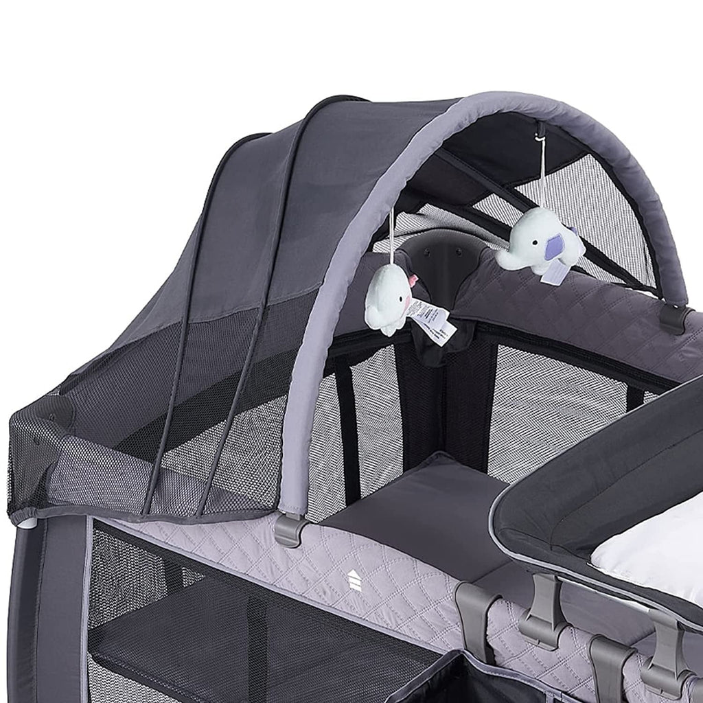Portable Baby Play Yard with Wheels, Canopy, Changing Table L432574