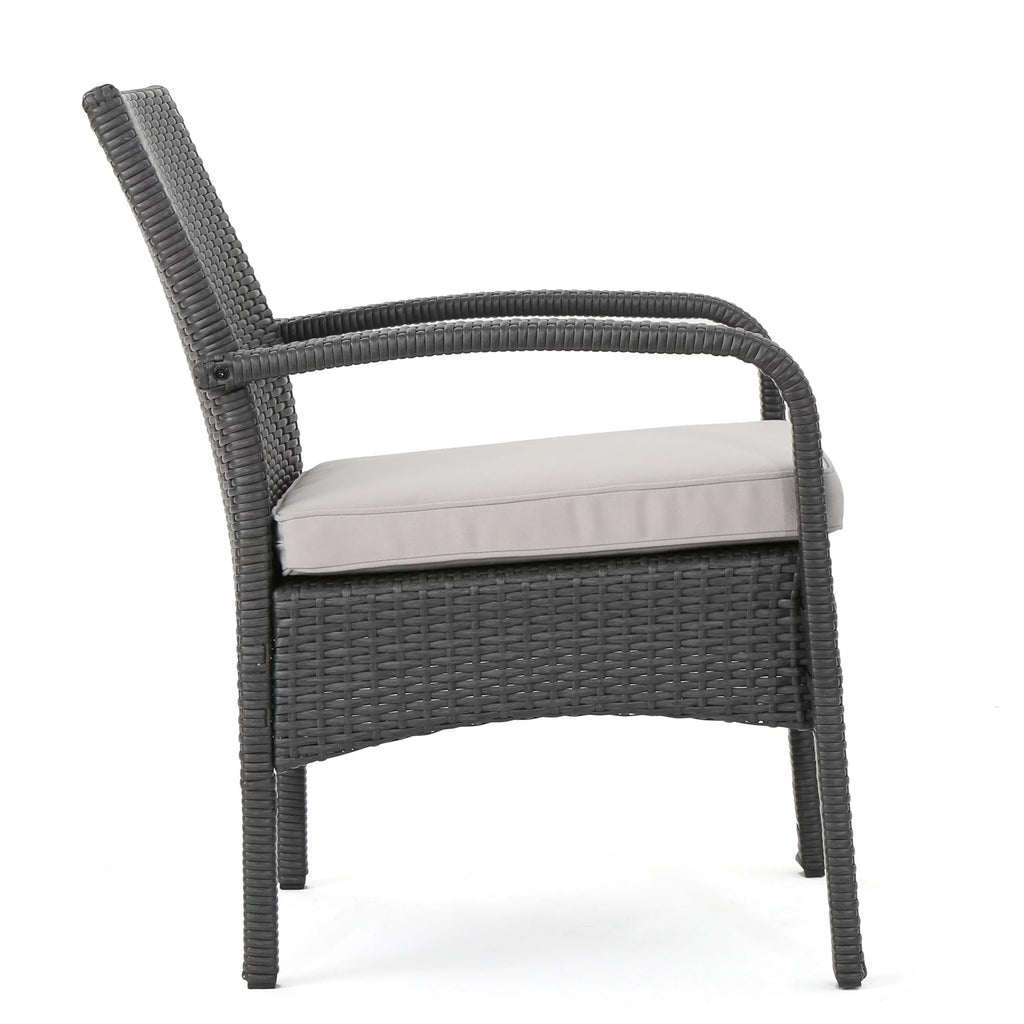 Outdoor Wicker Club Chairs with Cushion, Set of 2, Gray F165433