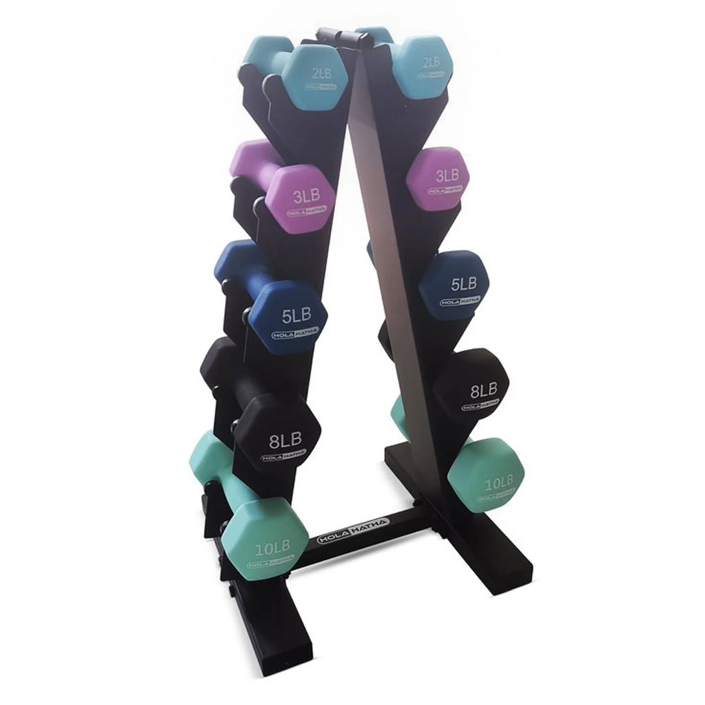 3, 5, and 8 Pound Dumbbell Hand Weight Set with Storage Rack Q5028