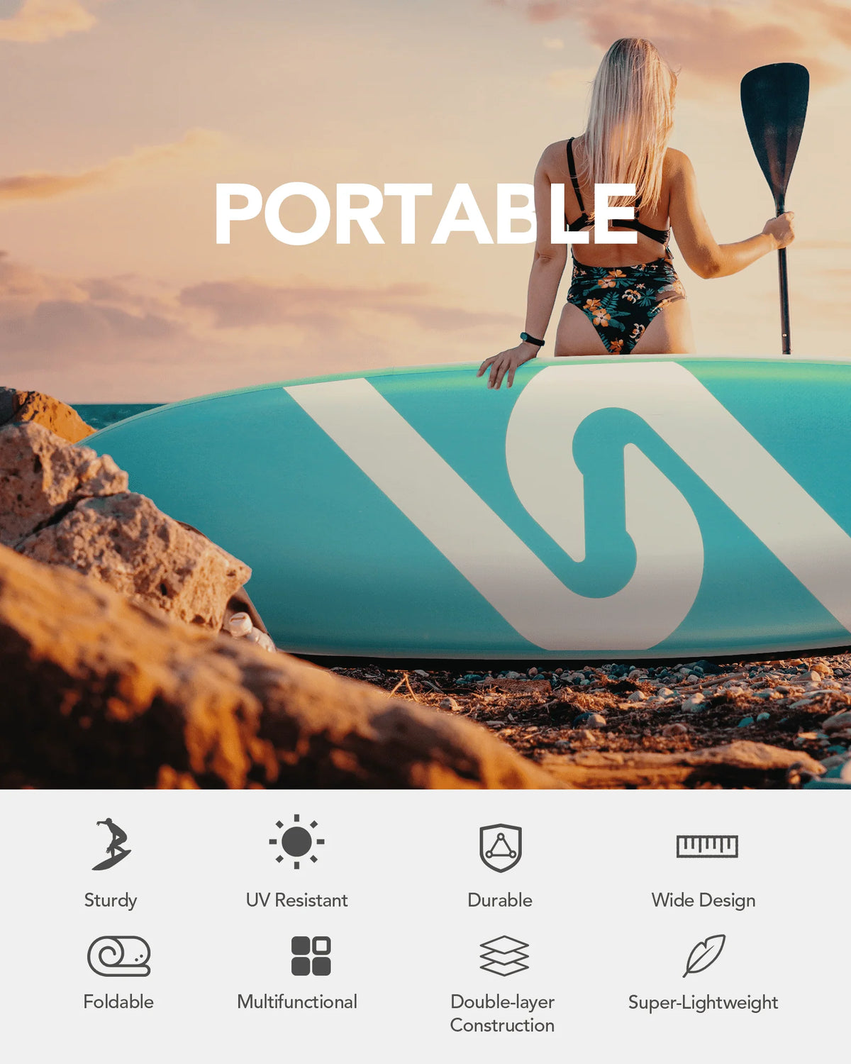 10' Green Inflatable Paddle Board with Carry Bag S100