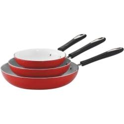 3-pc White Ceramic Non-Stick Skillet Set J422
