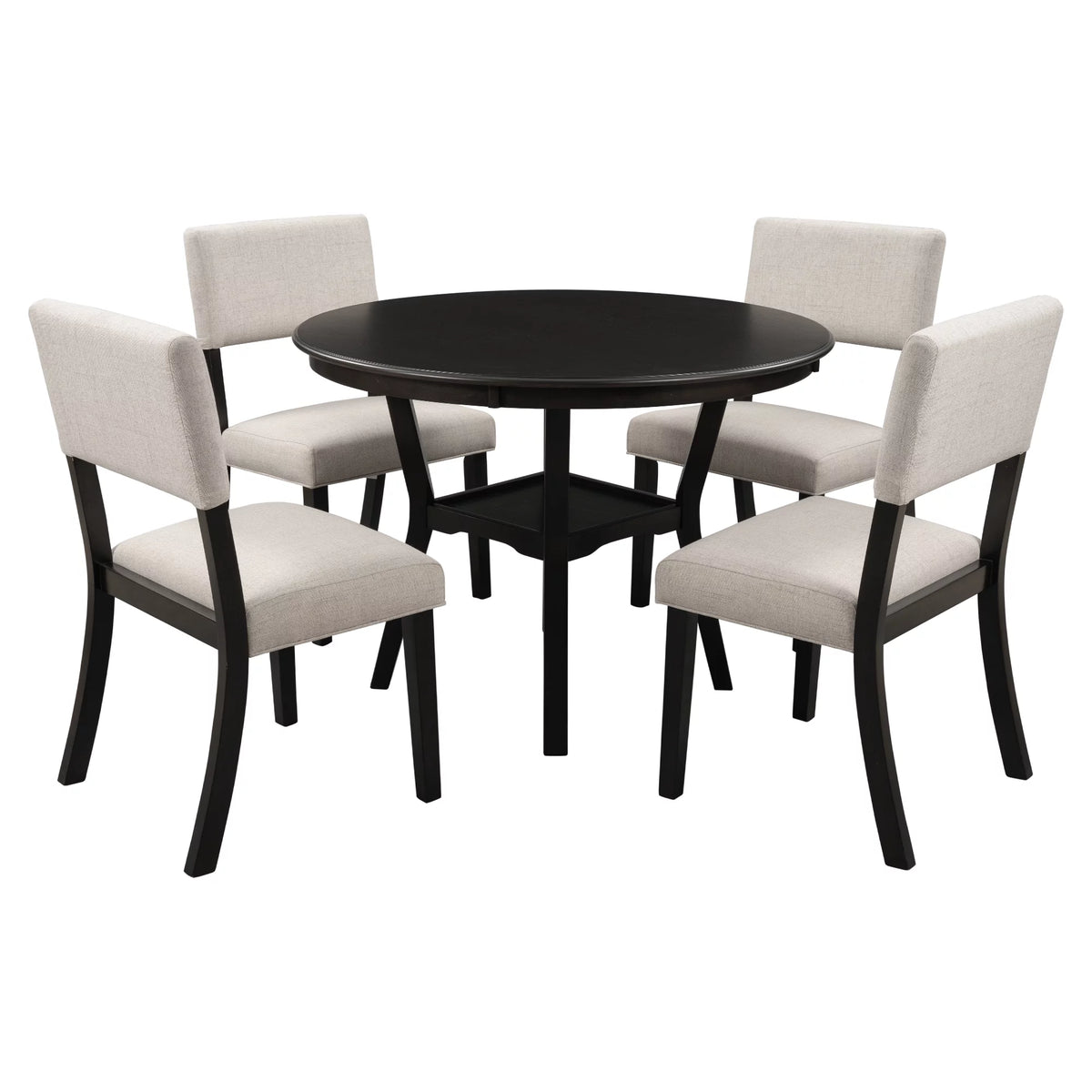 42" 5-Piece Round Dining Table Set with 4 Upholstered Chairs R665