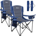 Oversized Heavy Duty Padded Camping Chairs with Cup Holder, Blue, 2-Pack M212