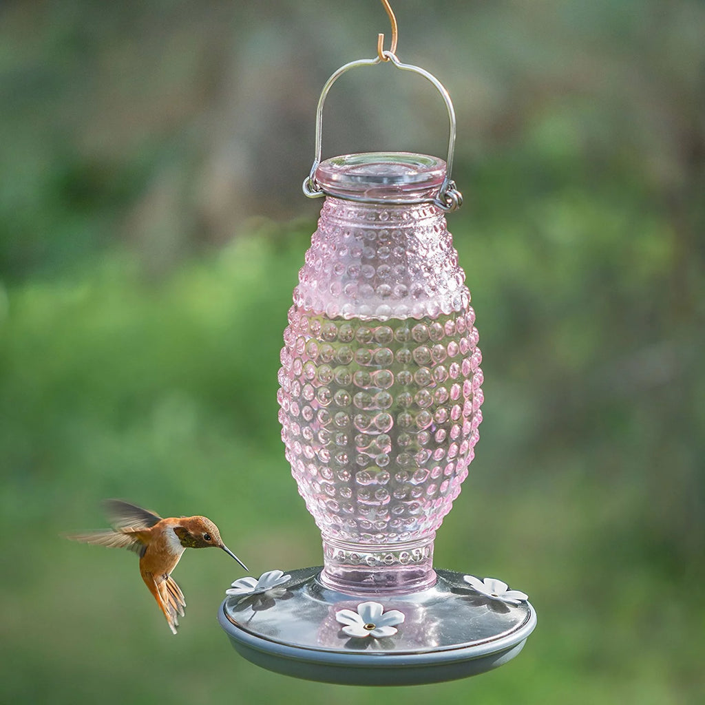 Vintage Glass Hummingbird Feeder G949