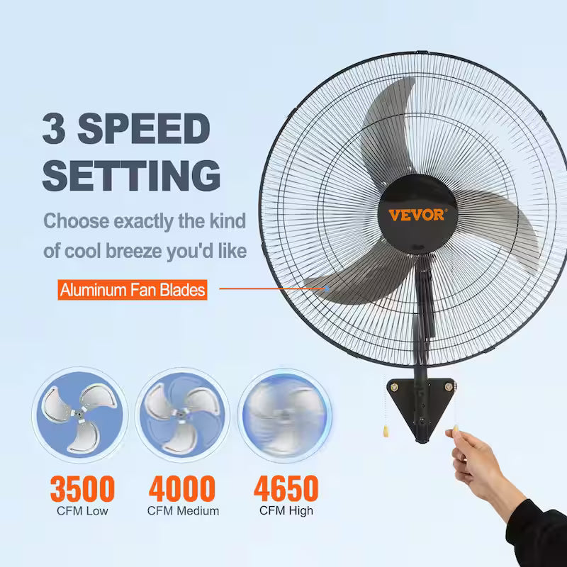 20 in. 3-Speed Oscillating Wall Mount Fan J788