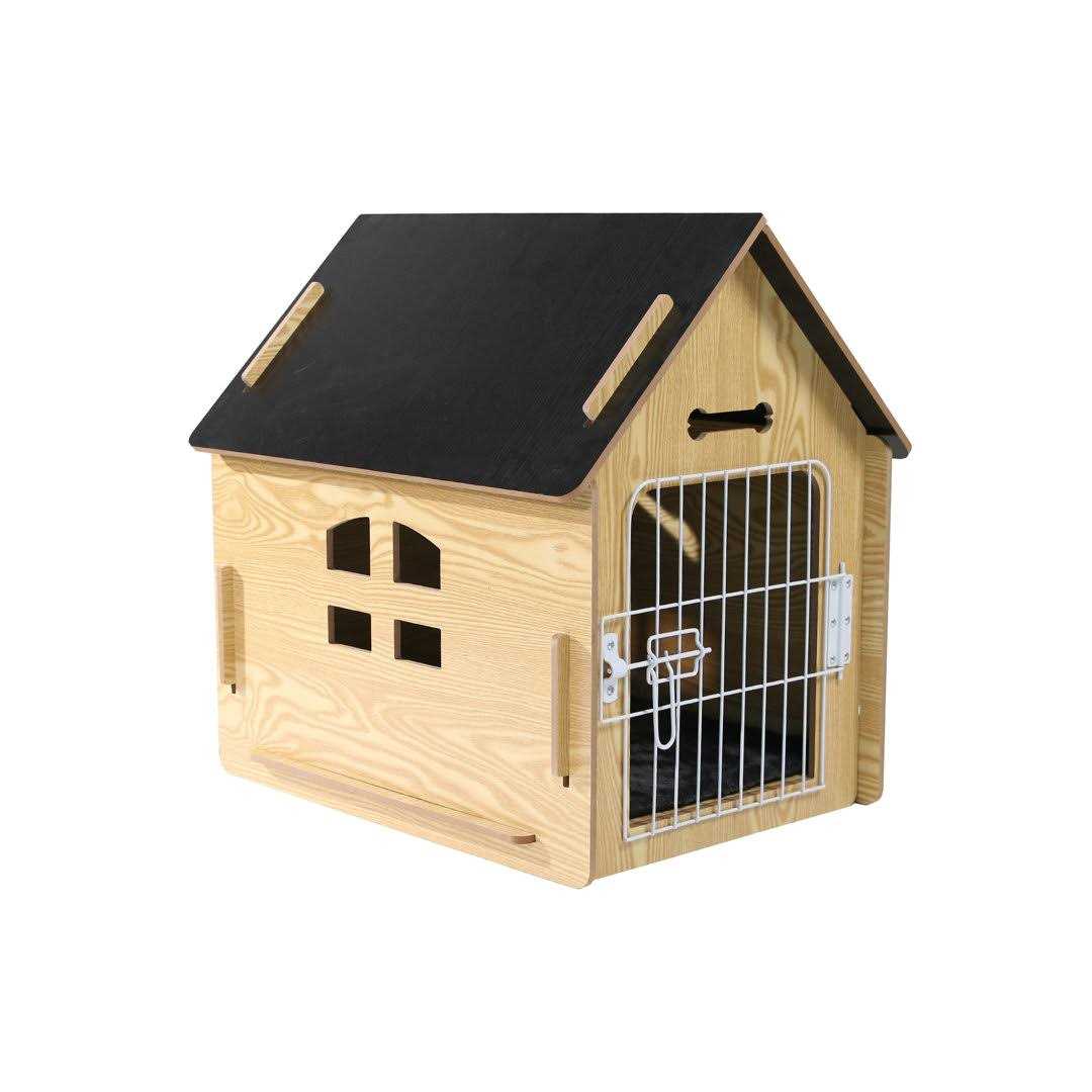 Wooden Pet House with Roof Removable Mat Lockable Door E767