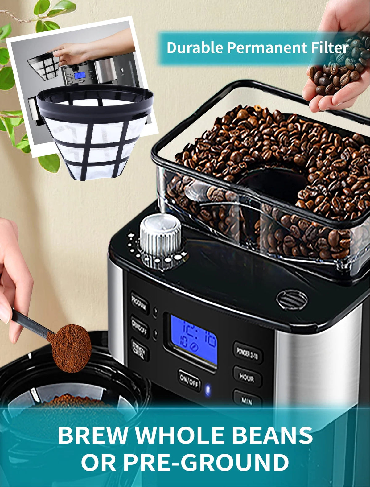 10-Cup Programmable Grind and Brew Coffee Maker X435