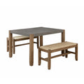 Gray Modern Wood Dining Table with Two Benches Y2705