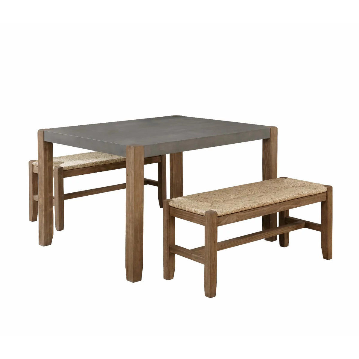 Gray Modern Wood Dining Table with Two Benches Y2705