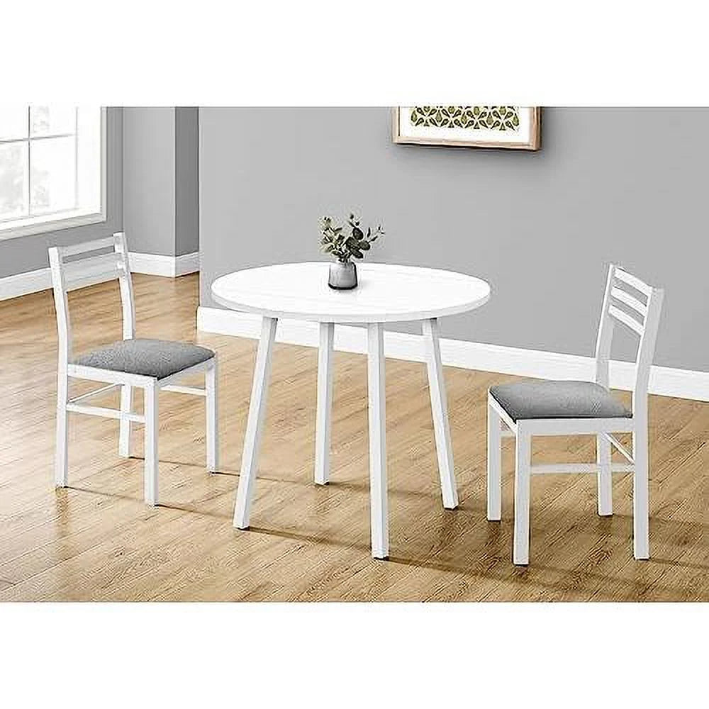 White Metal and Laminate 3 Piece Dining Set P374