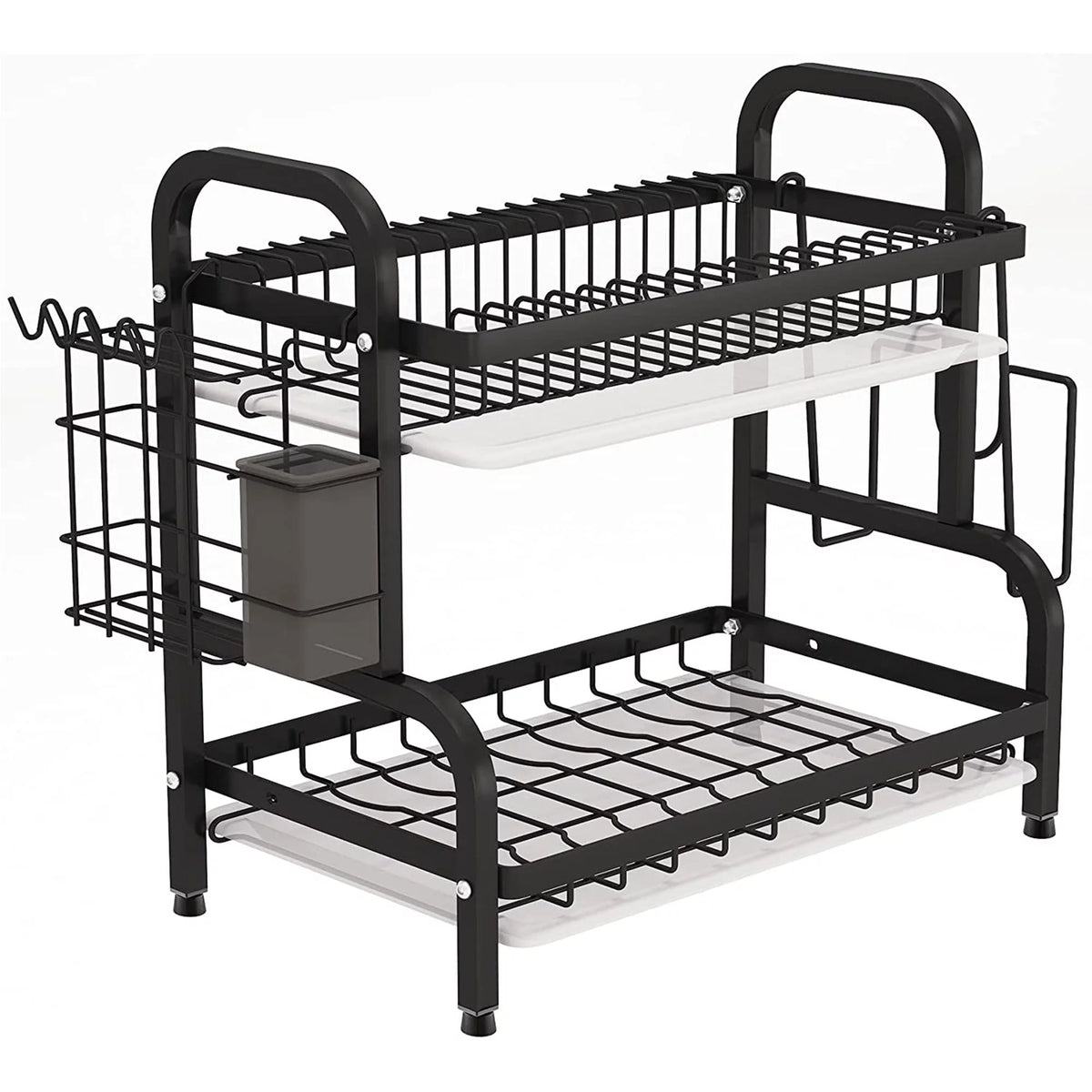Adjustable 2-Tier Dish Drying Rack with Cutting Board Holder M52520