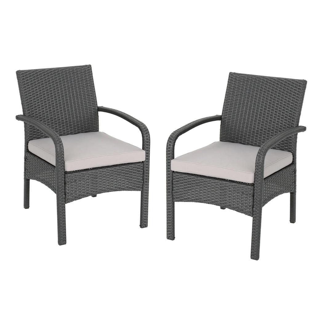 Outdoor Wicker Club Chairs with Cushion, Set of 2, Gray F165433