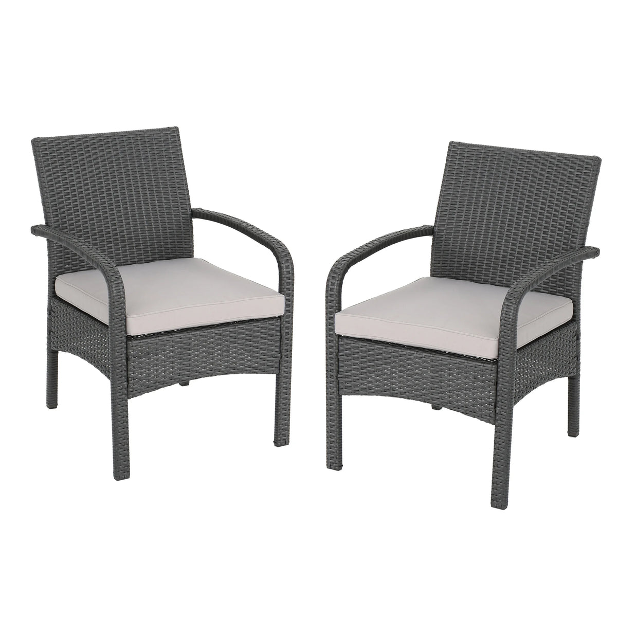 Outdoor Wicker Club Chairs with Cushion, Set of 2, Gray F165433
