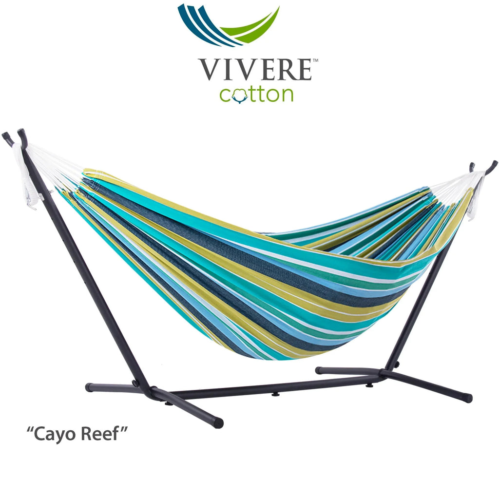 Double Cotton Hammock with Stand and Carry Bag N43916