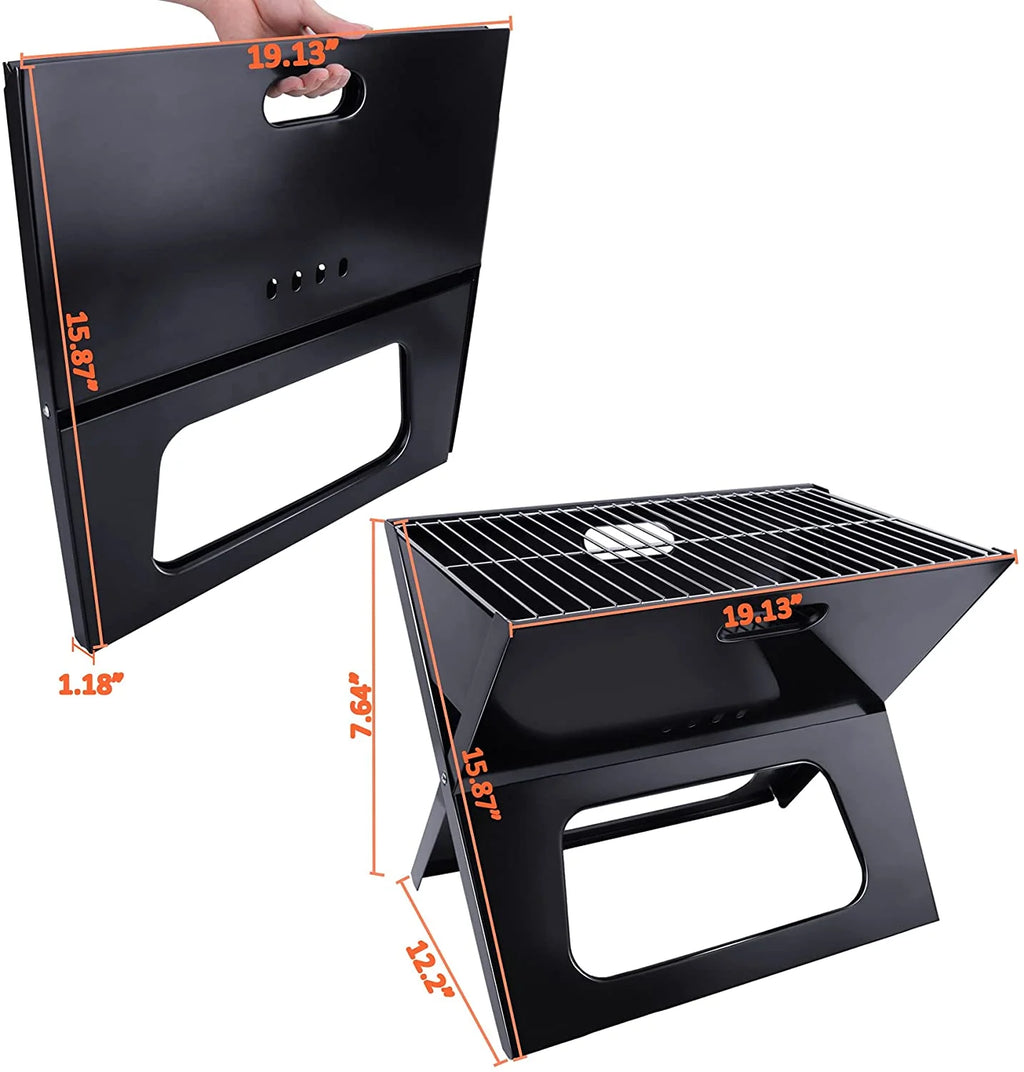 Charcoal BBQ Grill Foldable Black D98206