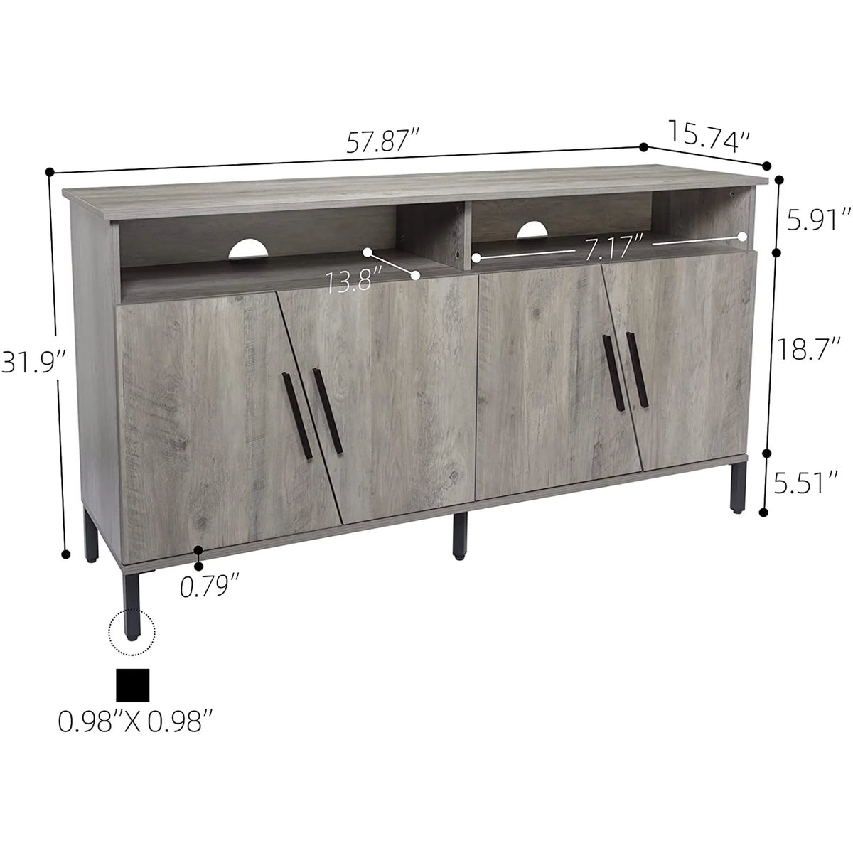 59" Sliding Barn Door TV Stand B314