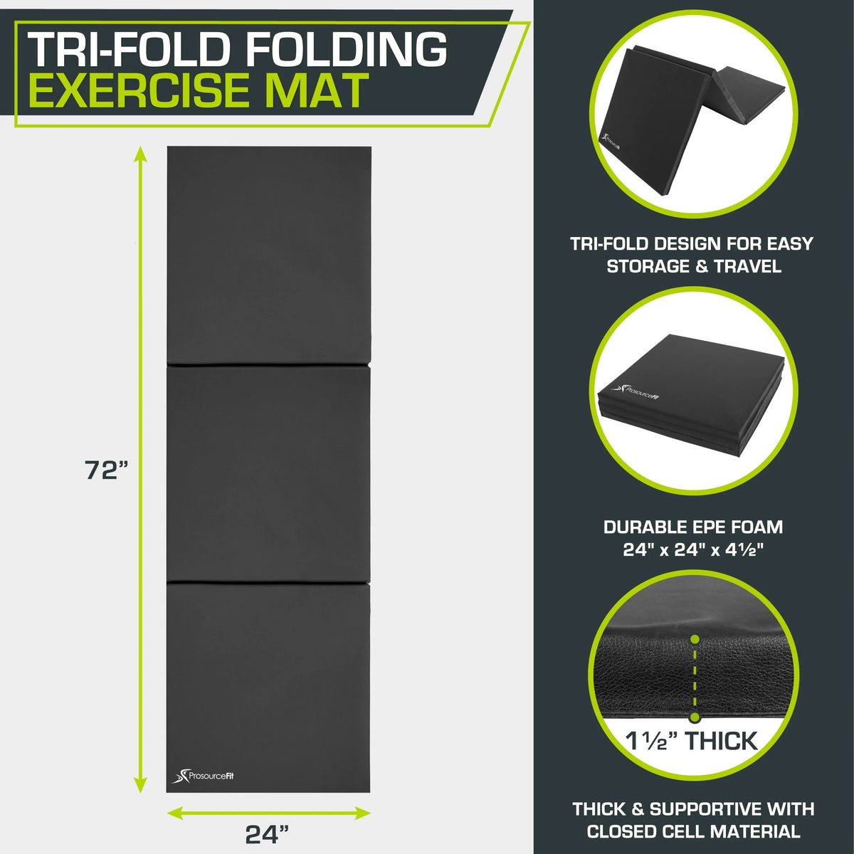 Folding Gymnastics Mat 6'x2' Z6390