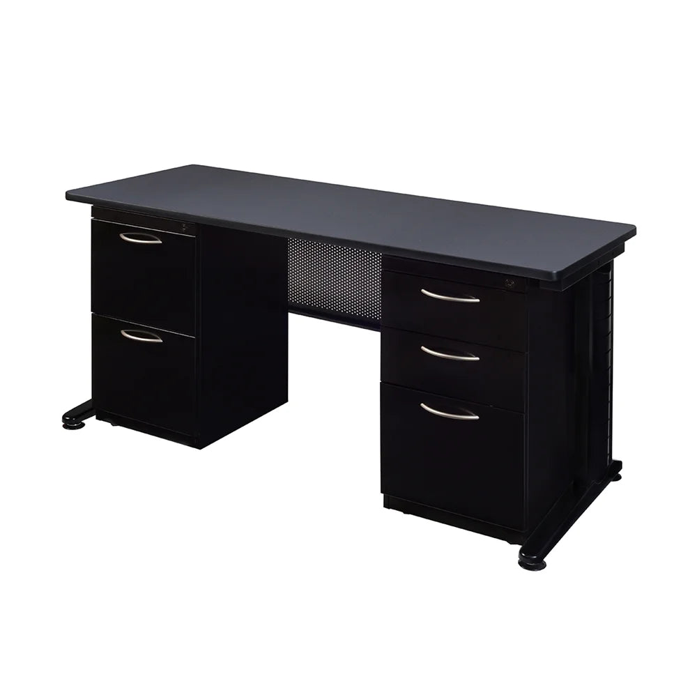 60" x 24" Grey Double Pedestal Desk A8481
