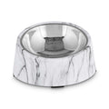 Slanted Marble-Print Stainless-Steel Dog Bowl Set I1084