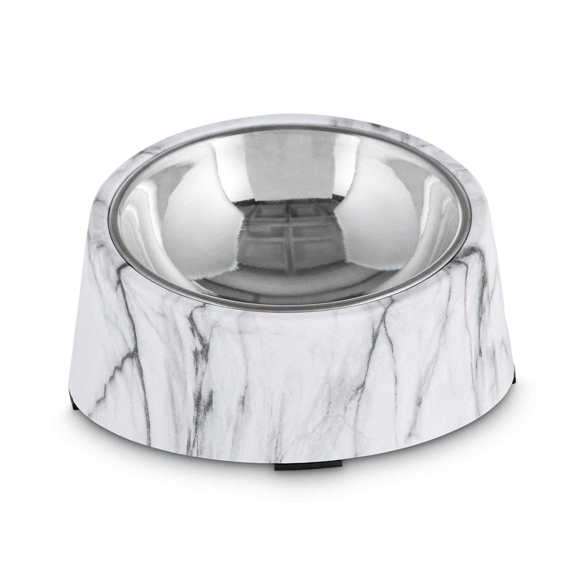 Slanted Marble-Print Stainless-Steel Dog Bowl Set I1084