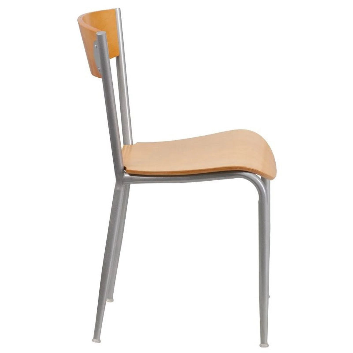 Metal Restaurant Dining Chair in Natural and Silver T93155