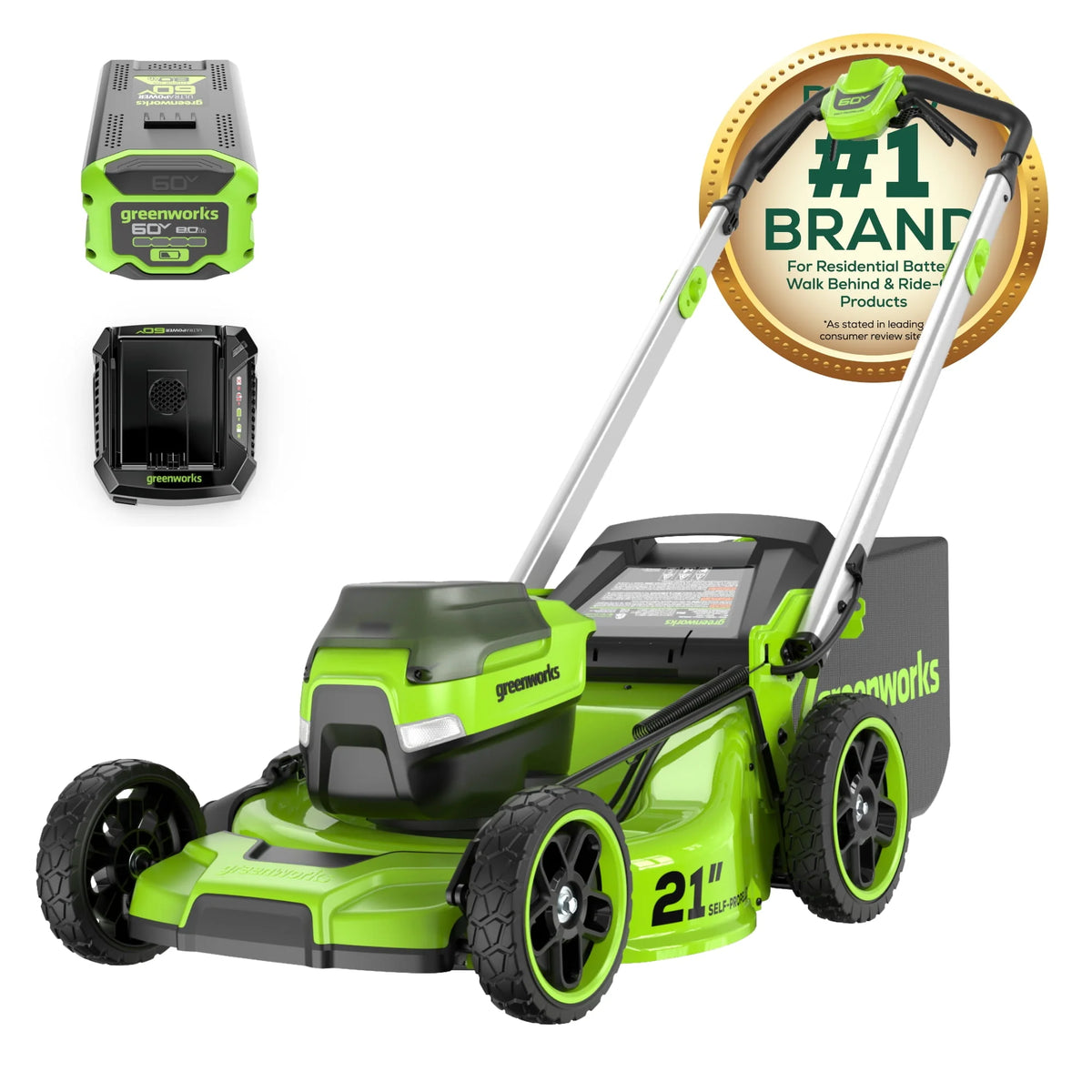 60V 21 Self Propelled Lawn Mower with 8.0 Ah Battery & Rapid Charger N197696