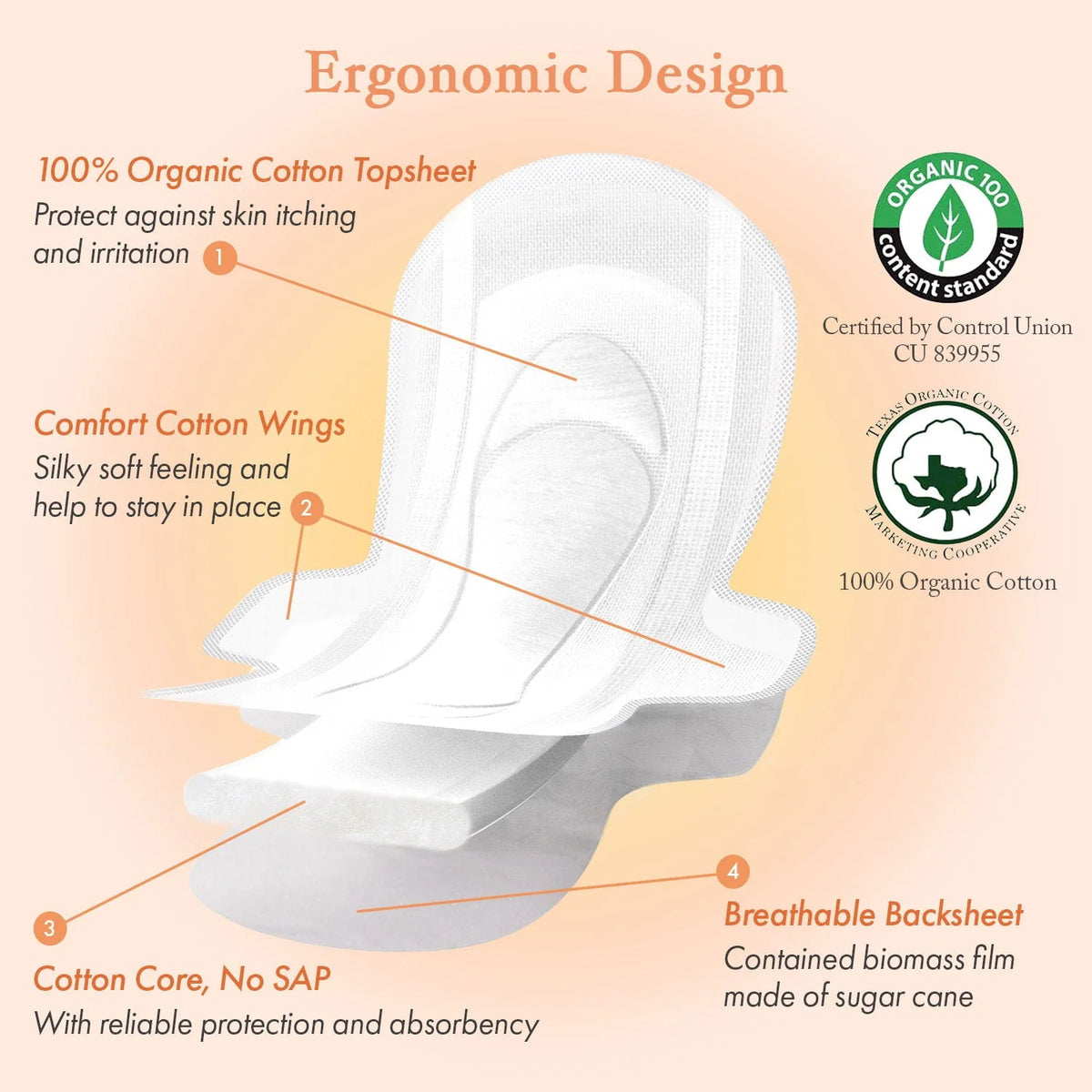 Regular Size Organic Cotton Pads 14 Count E8700