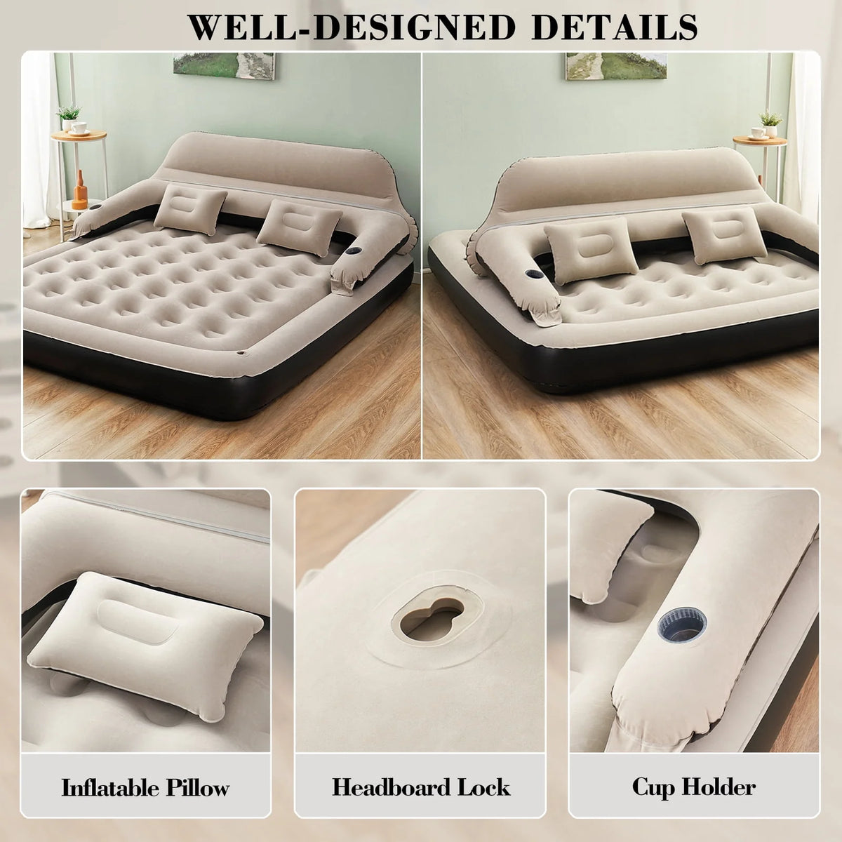 King Size Air Mattress with Headboard A8131