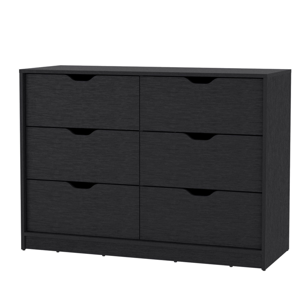 Black Manufactured Wood Six Drawer Dresser A4696