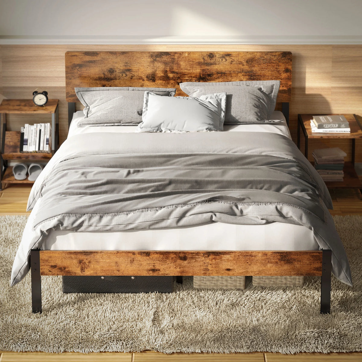 Queen Platform Bed Frame with Headboard V450048