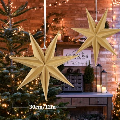 Flocked Paper Star Lantern 12 inch Foldable A6304