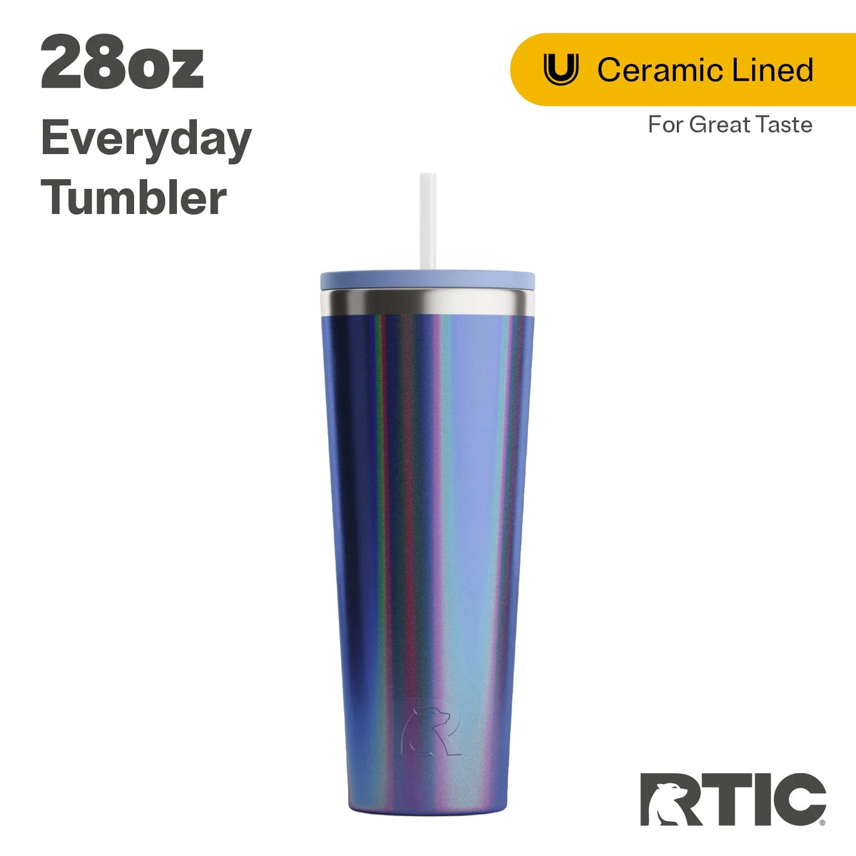 28 oz Ceramic Lined Tumbler with Straw Lid G54843