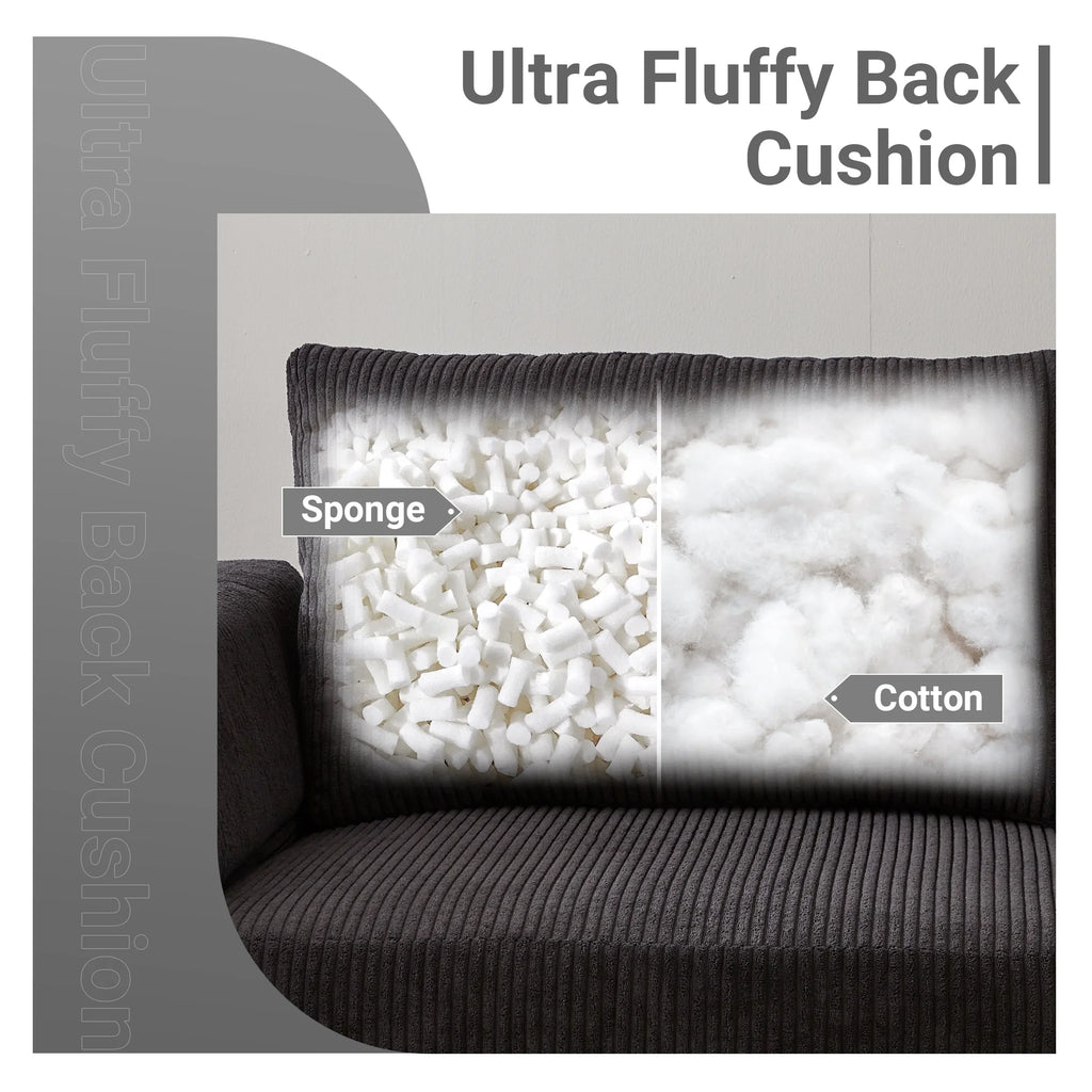 96" 3-Seat Sectional Sofa with Chaise Black W344