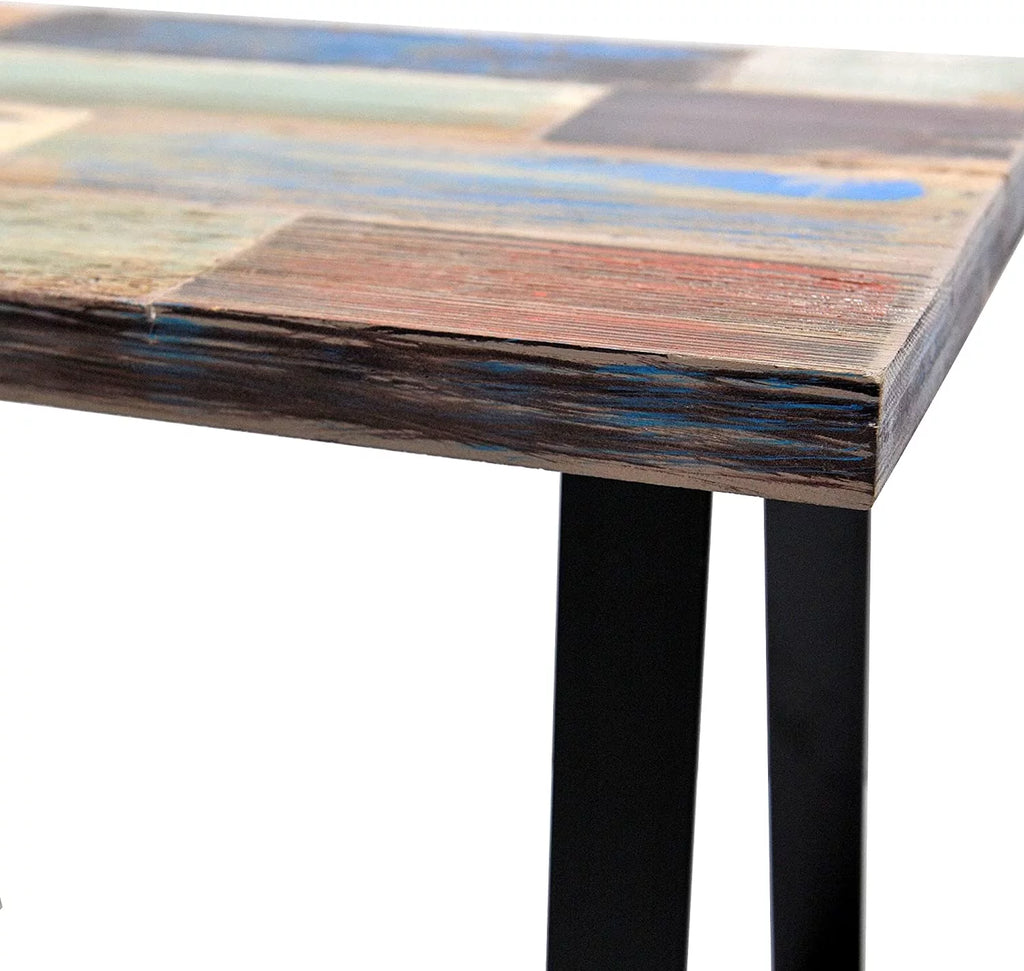 Reclaimed Wood End Table with Iron Legs R618