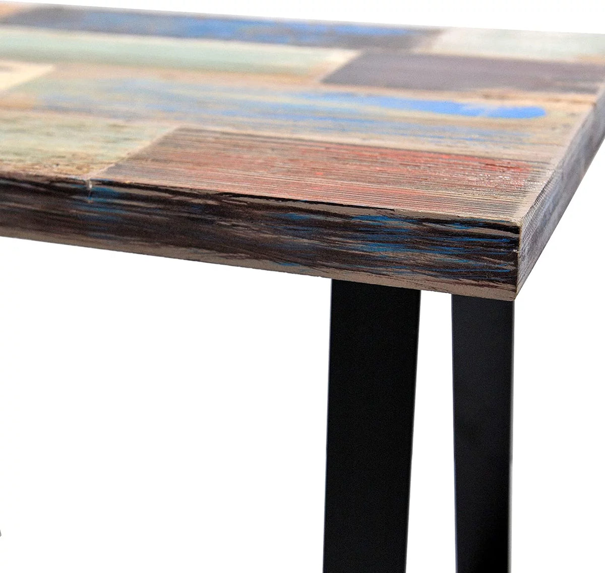 Reclaimed Wood End Table with Iron Legs R618