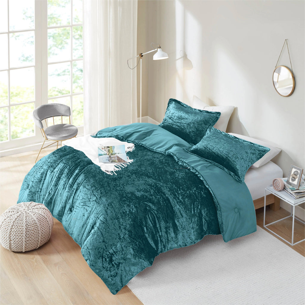 Blush Pink Velvet 3-Piece Comforter Set A533