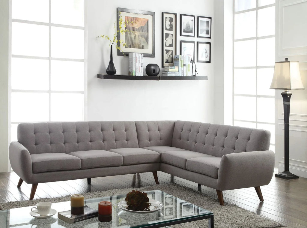Light Gray Linen Sectional Sofa N306777