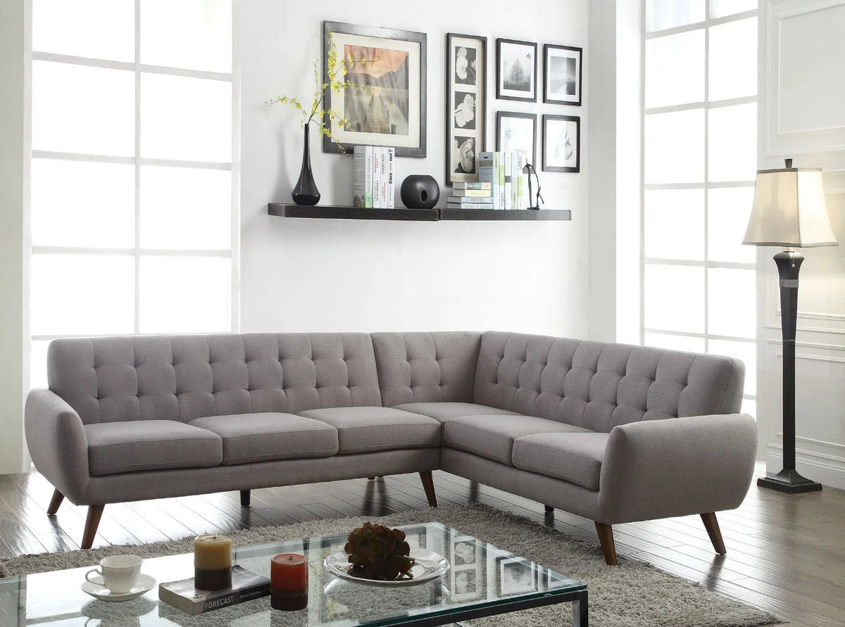 Light Gray Linen Sectional Sofa N306777