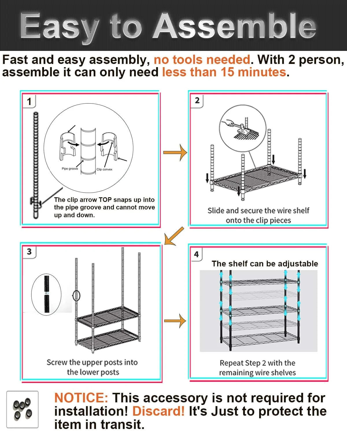 6 Tier Adjustable Heavy Duty Metal Wire Shelving Unit with Wheels P788